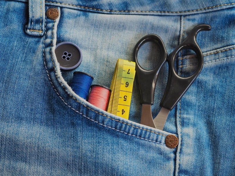 sewing denim at machine non-branded